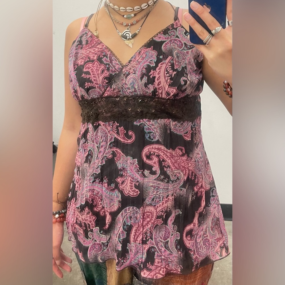 Vintage Y2K Paisley Print Cami Tank Top